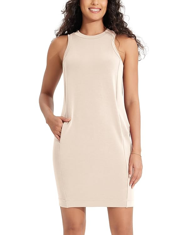 ODODOS Modal Soft Loose Tank Dress for Women Casual Sleeveless Sundress with Kangaroo Pocket Summ... | Amazon (US)