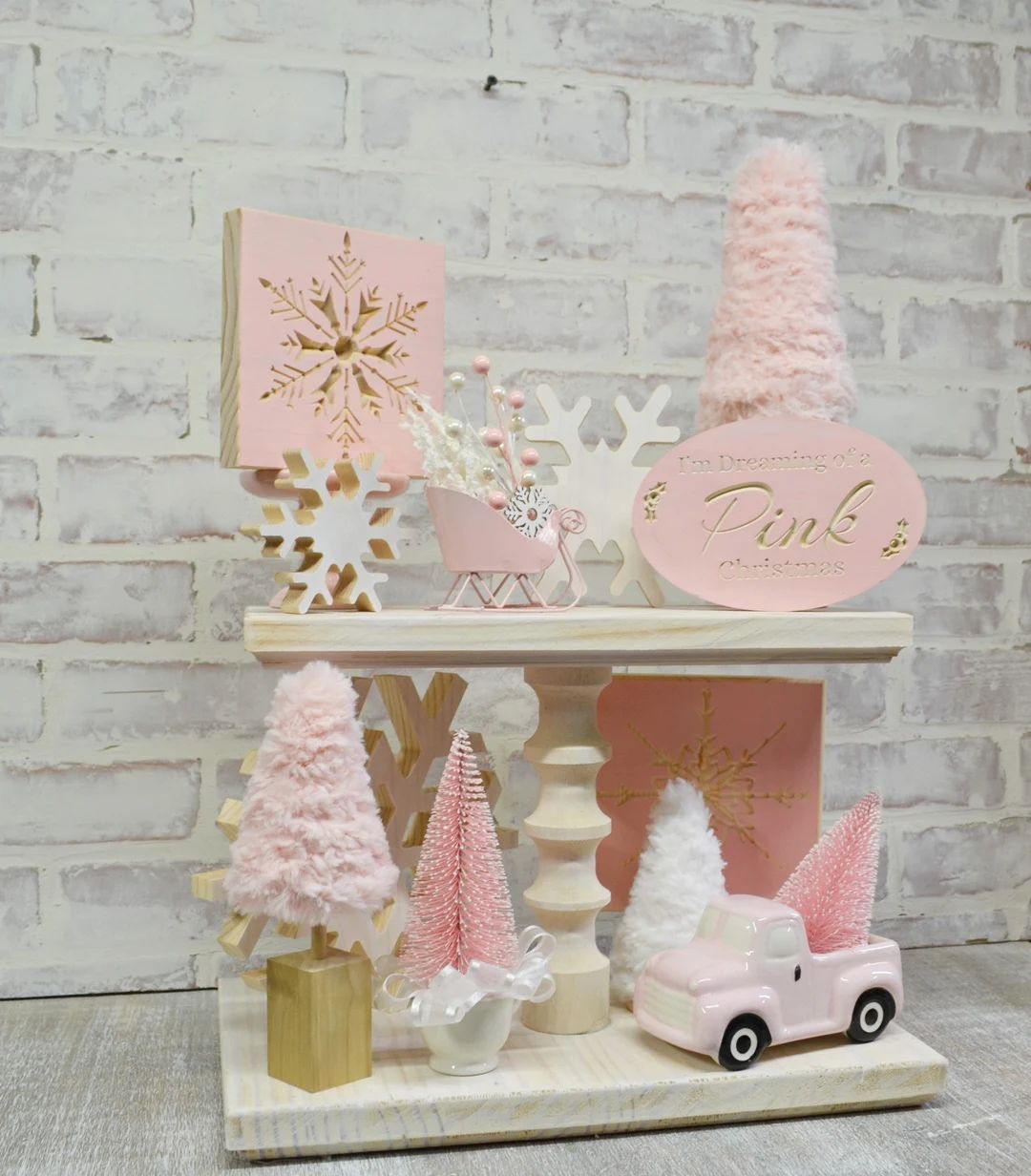 Pink Christmas...pink Tray Decor...pink Fur Christmas - Etsy | Etsy (US)