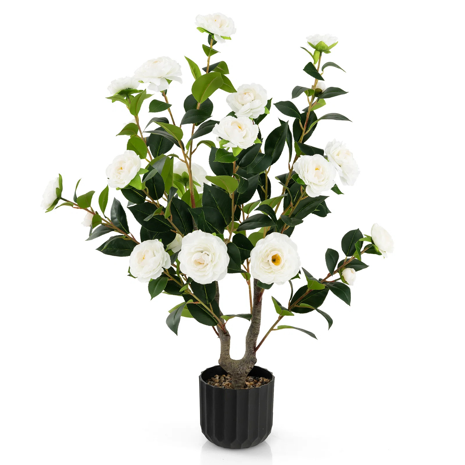 38 In. Faux Camellia Tree In Pot Decorative Plant Indoor/Outdoor | Wayfair North America