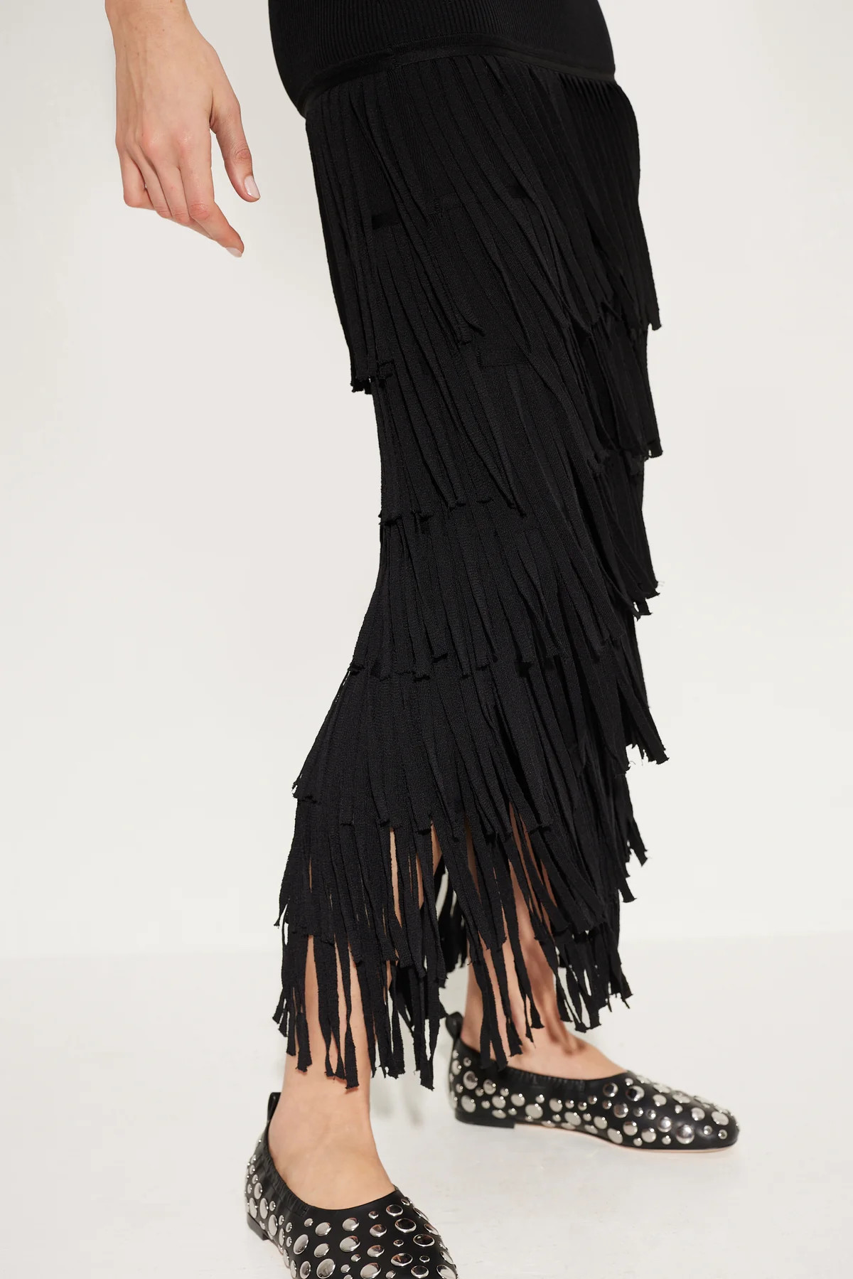Za
           Knit Fringe Dress in Black | Simon Miller