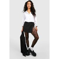 boohoo Women's Bow Printed Fishnet Tights in Black | Denim/Nylon | boohoo (US & Canada)
