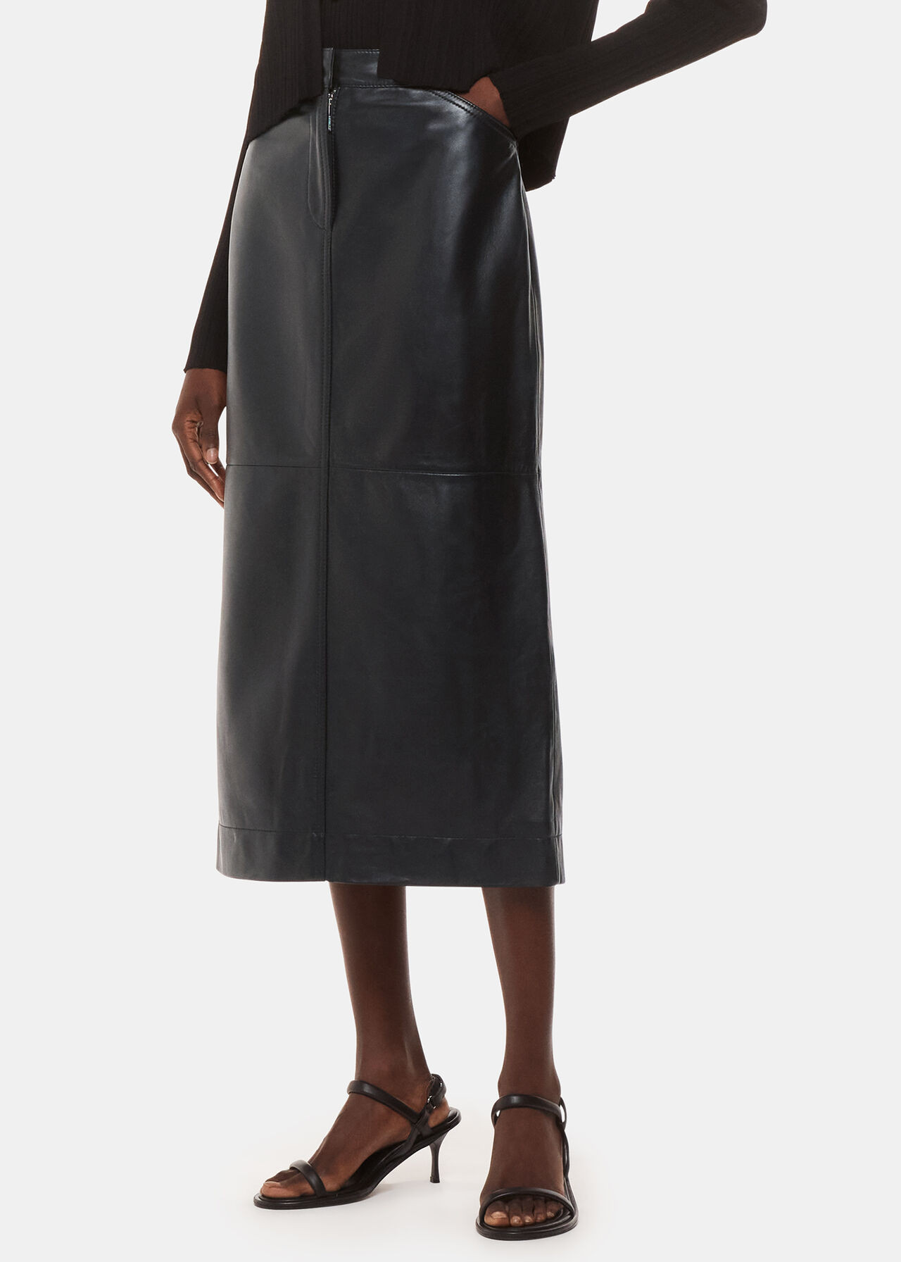 Black Leather Midi Skirt | Whistles UK | Whistles UK | | Whistles