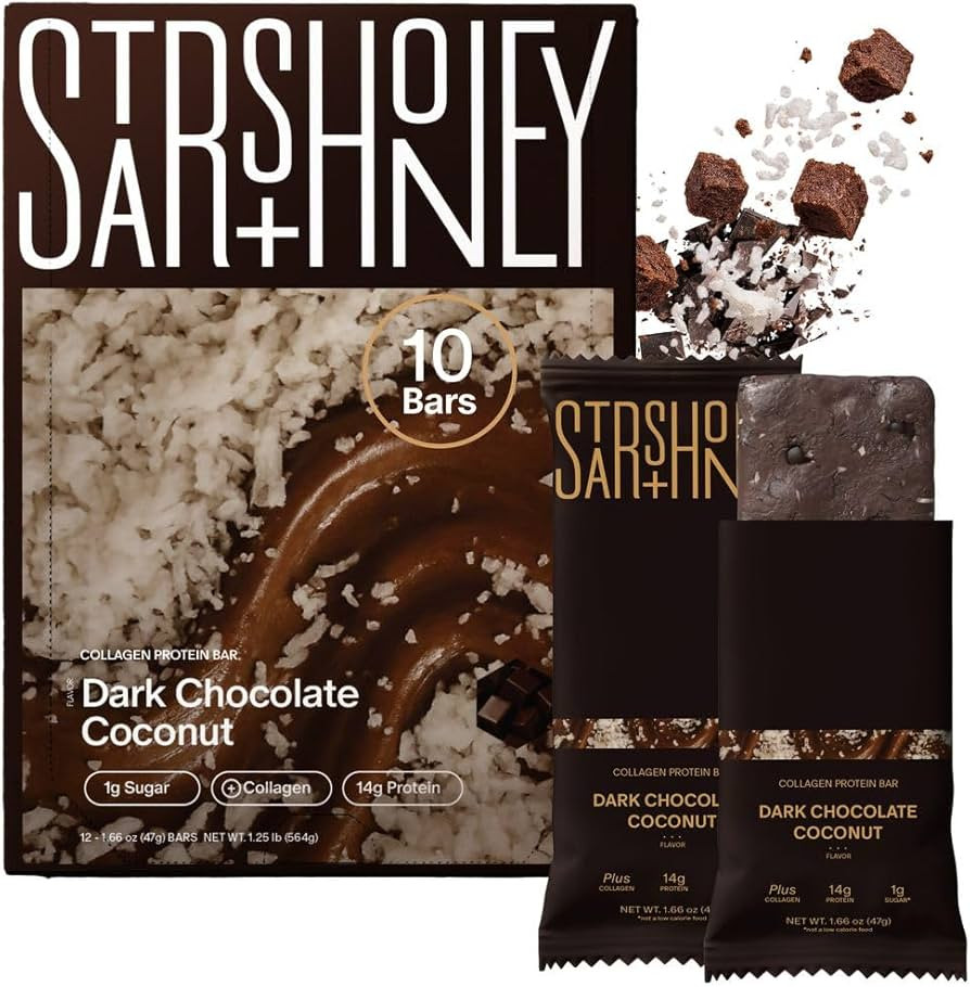 Stars + Honey Protein Bars - Dark Chocolate Coconut, 14g Protein, 1g Sugar, w/Collagen Keto Frien... | Amazon (US)