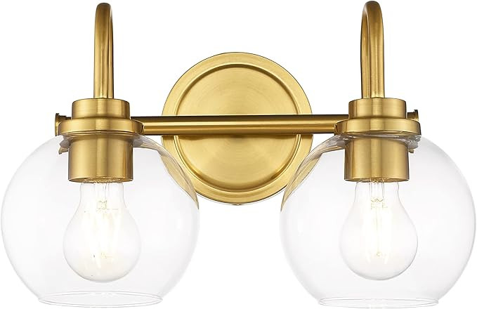 HRXBSE 2-Light Bathroom Light Fixtures, 14 Inch Globe Bathroom Vanity Light with Clear Glass Shad... | Amazon (US)