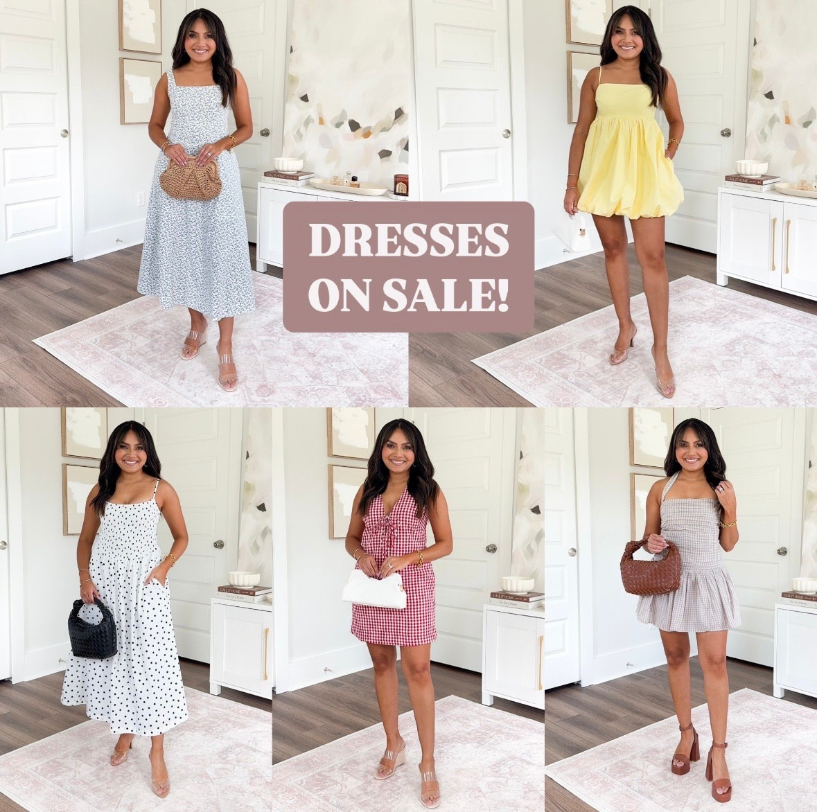 On sale plus use code DRESSESAF for an extra 15% off!
For reference: I’m 5’0, 32b bra size, and 2/26 in bottoms, pear shaped.

Blue floral Midi Dress size XS PETITE TTS
Clear heels size 5 TTS

Yellow Babydoll Bubble Hem Mini Dress size XS PETITE TTS
Clear heels size 5 TTS

White polka dot Dipped-Waist Smocked Midi Dress size XS PETITE
Clear heels size 5 TTS

Red gingham Linen-Blend Tie-Front size XS PETITE TTS
Clear heels size 5 TTS

Brown Gingham Emerson Drop-Waist Mini Dress size XS PETITE TTS
Brown platform heels size 5 TTS - old, similar linked


Abercrombie dresses
Petite dress
Europe trip
Italy outfits
Vacation outfit
Petite dresses
Date night
Girls night
Easter dress
Mothers Day
Graduation
Spring Fashion
Summer Outfits 
Honey Sweet Petite
Honeysweetpetite
Charleston, SC


#LTKSaleAlert #LTKPetite #LTKStyleTip