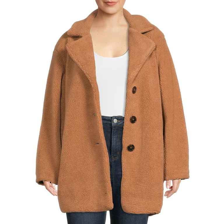Jason Maxwell Women's Plus Size Oversized Faux Sherpa Coat | Walmart (US)