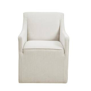 Madison Park Elaine Cream Skirted Dining Armchair with Casters MP108-1243 - The Home Depot | The Home Depot