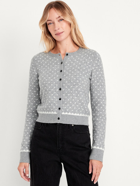 SoSoft Holiday Print Crop Cardigan Sweater | Old Navy (US)
