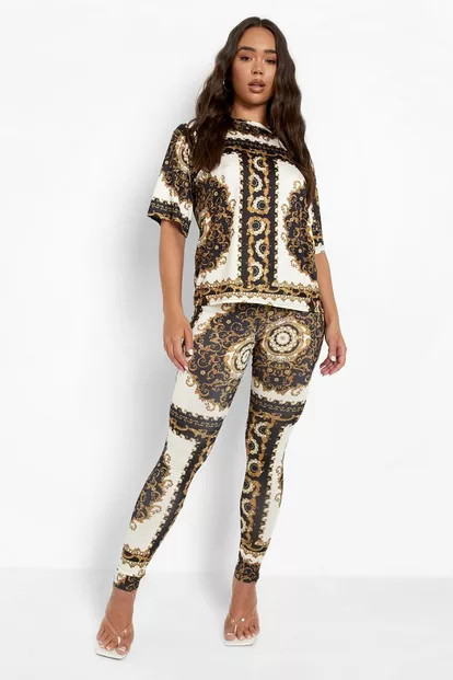 Baroque Graphic T-Shirt & Leggings | Boohoo.com (US & CA)