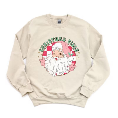 Simply Sage Market Women's Graphic Sweatshirt Christmas Vibes Santa - M - Dust | Target