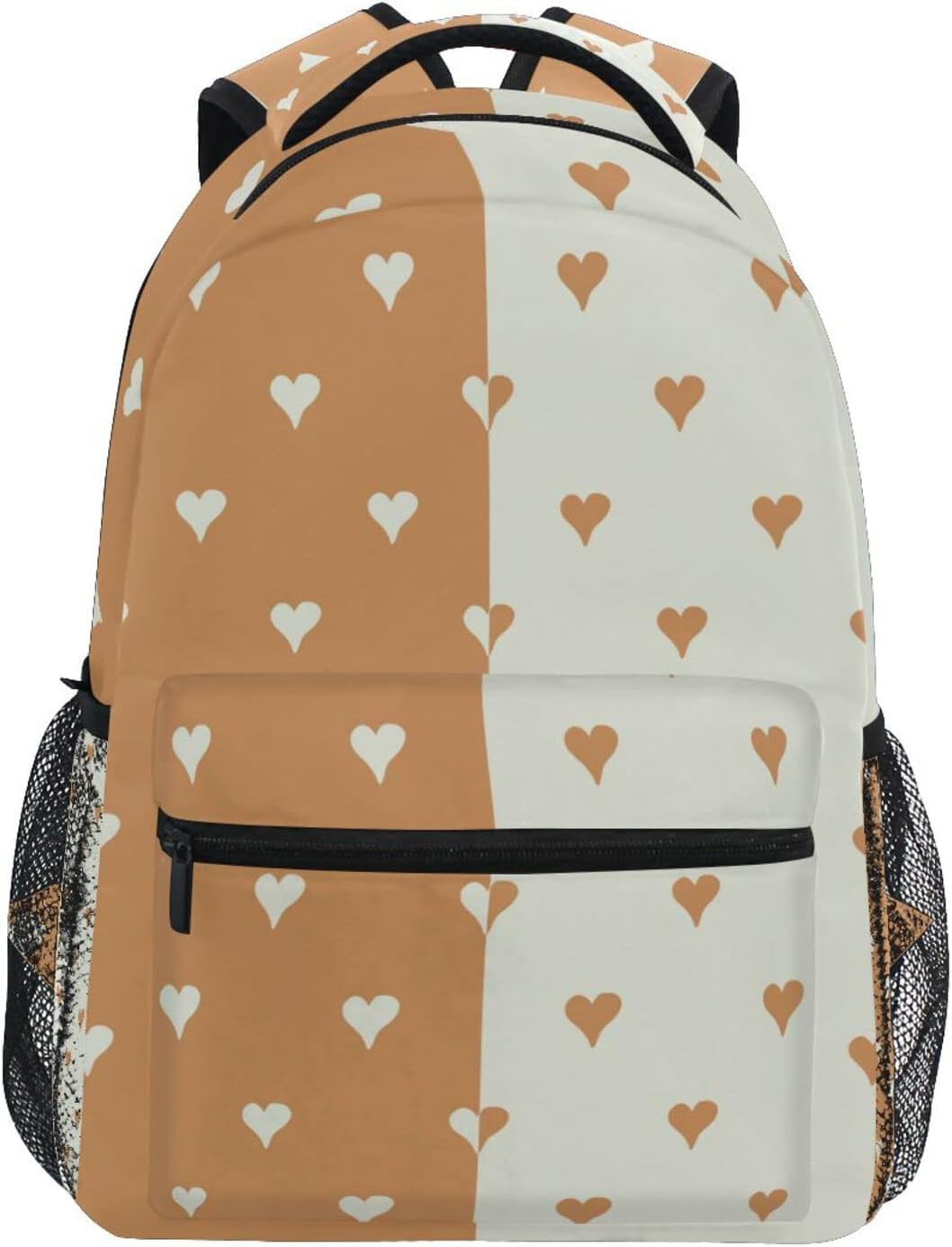 Acpiggto Backpack Khaki Orange Polka Dots Hearts Daypack Shoulder Bag for Travel Hiking Sports Gy... | Amazon (US)