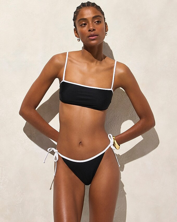 Contrast-trim string bikini bottom | J. Crew US