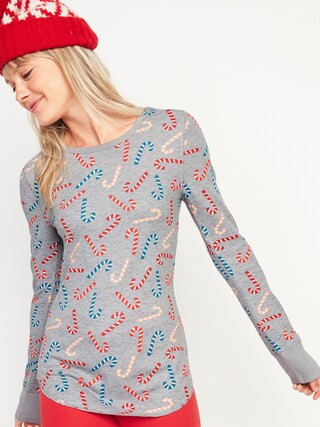 Printed Thermal-Knit Long-Sleeve Tee for Women | Old Navy (US)