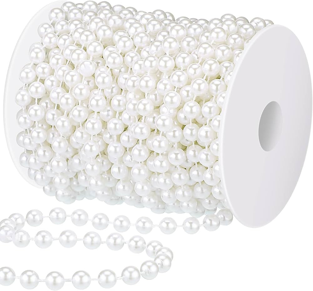50 Feet Christmas Tree Beads Artificial Pearls Beads Garland Plastic Beads Roll for St. Patrick's... | Amazon (US)