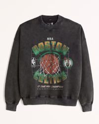 Men's Boston Celtics Graphic Crew Sweatshirt | Men's Tops | Abercrombie.com | Abercrombie & Fitch (US)
