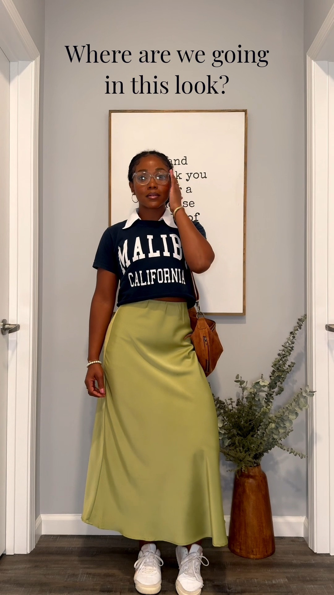 Where to wear:
Weekend errands, coffee dates, casual Friday, farmers market, brunch, sightseeing, college campus.

Weekend outfit but make it cute 💚 I love mixing sporty pieces with something feminine. This satin skirt + graphic tee combo is comfortable enough to wear all day but still looks put together.

Sizing
* Tee: Small
* Skirt: Small
* Sneakers: True to size

#LTKgrwm #LTKootd