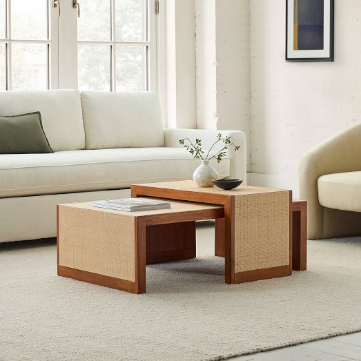 Baldwin Raffia Nesting Coffee Tables (28"–40") | West Elm (US)