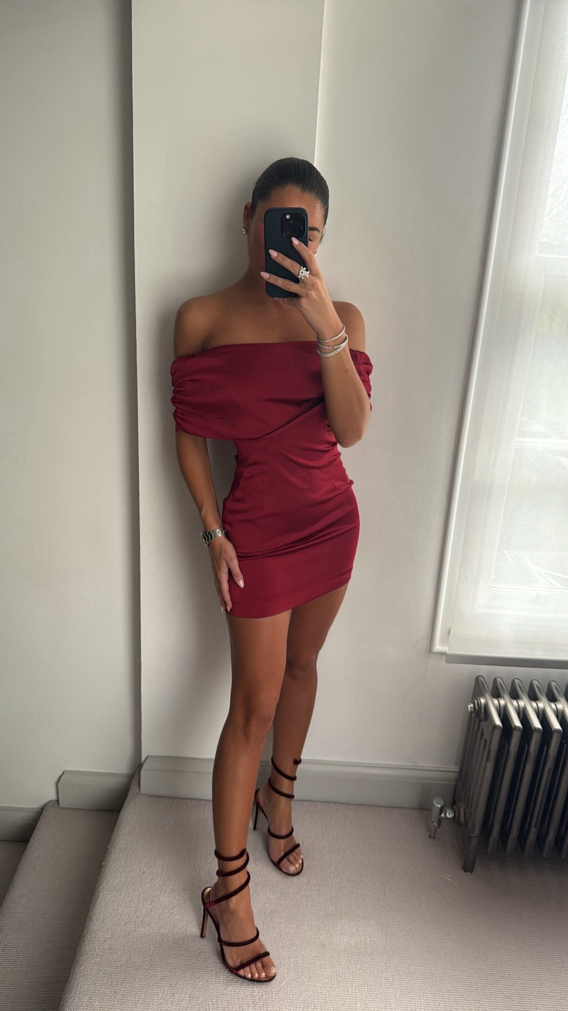 Red satin off the shoulder mini dress, date night outfit, going out outfit, party dress, valentines outfit 

#LTKuk #LTKdatenight #LTKpartywear