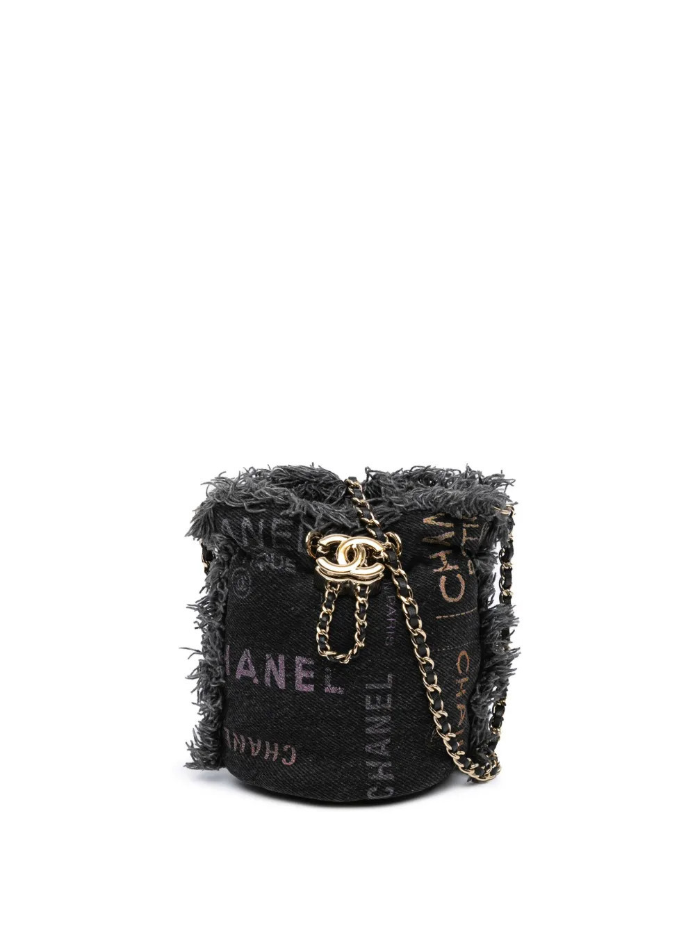CHANEL Pre-Owned 2021 Mini Denim Mood with Chain bucket bag - Grey | Farfetch Global
