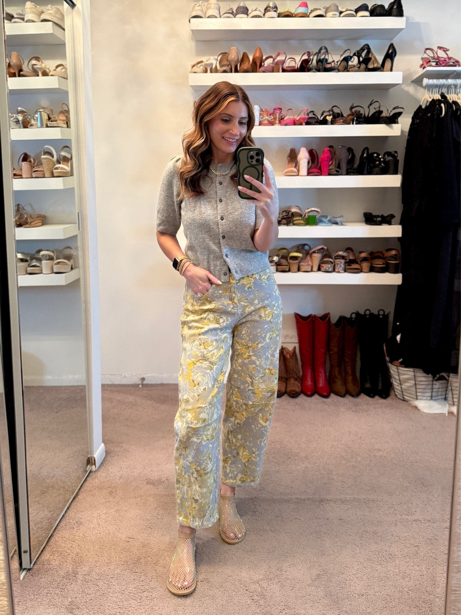 What I wore to work today

Short sleeve sweater on sale (size small) 
Amazon floral print barrel leg jeans (size down one, wearing a size x small)
Gold mesh flats 

workwear outfit, casual outfit, grey sweater, trendy shoes, spring shoes, summer shoes, casual office look, office look, easy outfit, Spring outfits 2026

#LTKootd #LTKWorkwear #LTKSaleAlert