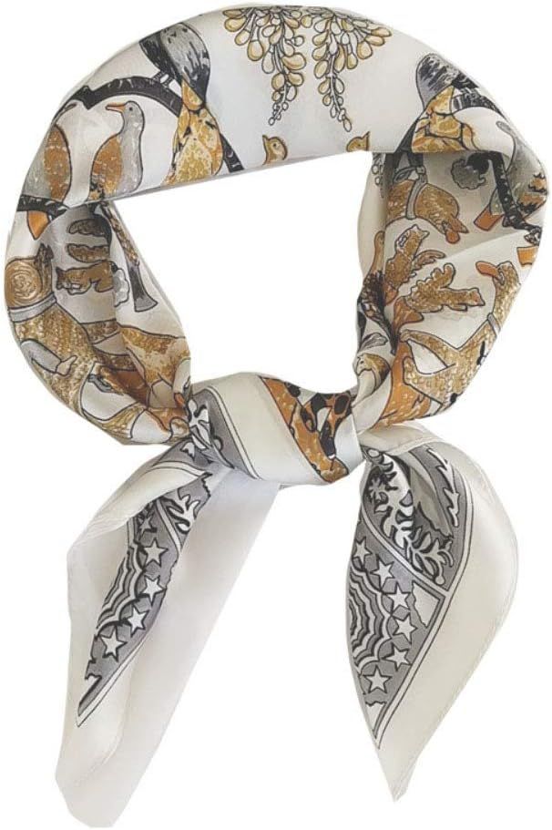 FONYVE Silk Feeling Scarf Medium Square Satin Head Scarf for Women 27.5 × 27.5 inches | Amazon (US)