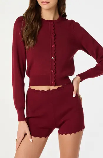 Scalloped Placket Crop Cardigan | Nordstrom