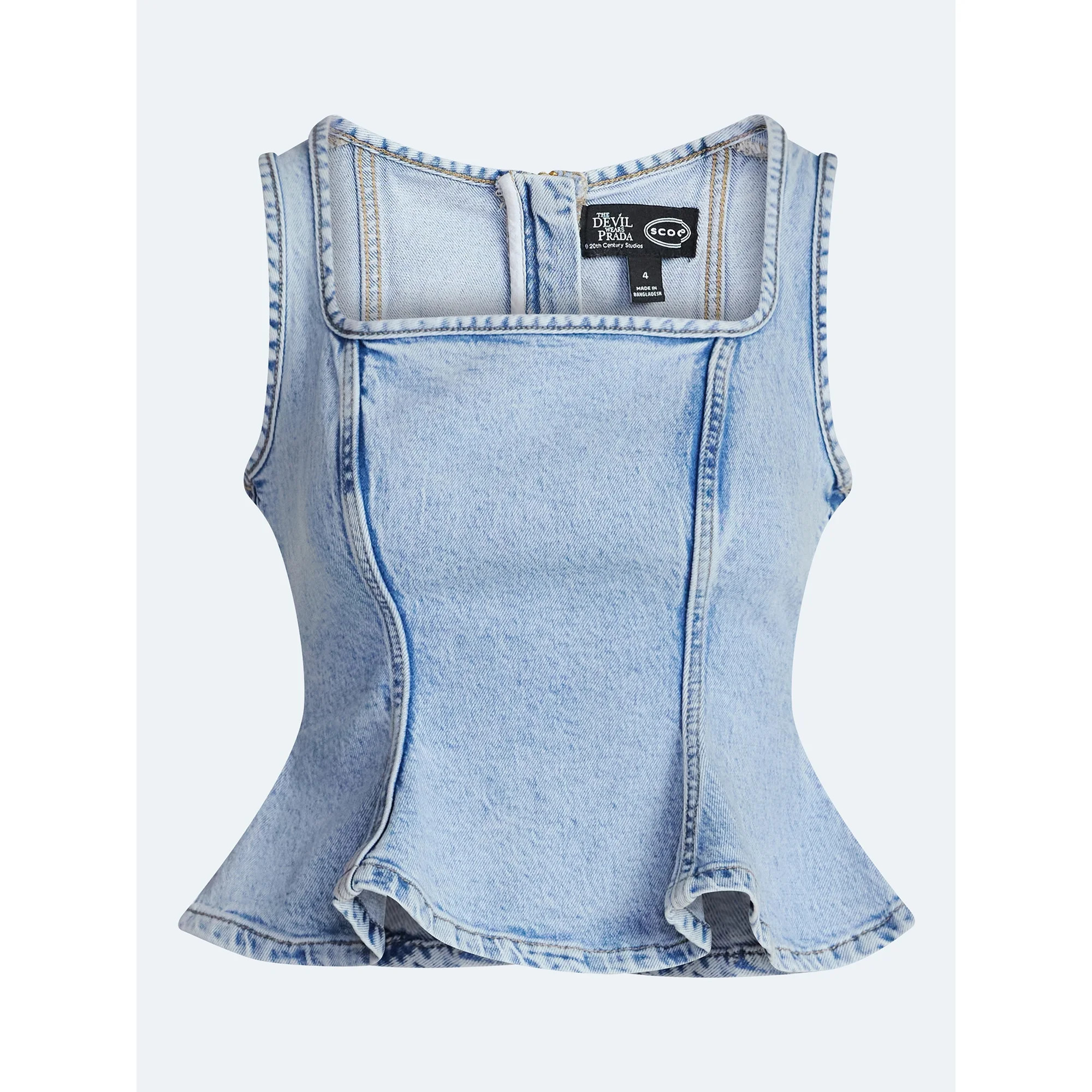 Devil Wears Prada Scoop Collection Women’s Peplum Hem Denim Top, Sizes 0-22W | Walmart (US)