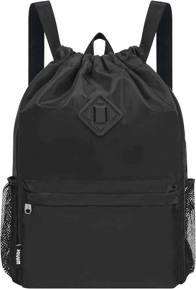 WANDF Drawstring Backpack Sports Gym Bag with Shoes Compartment, Water-Resistant String Backpack ... | Amazon (US)