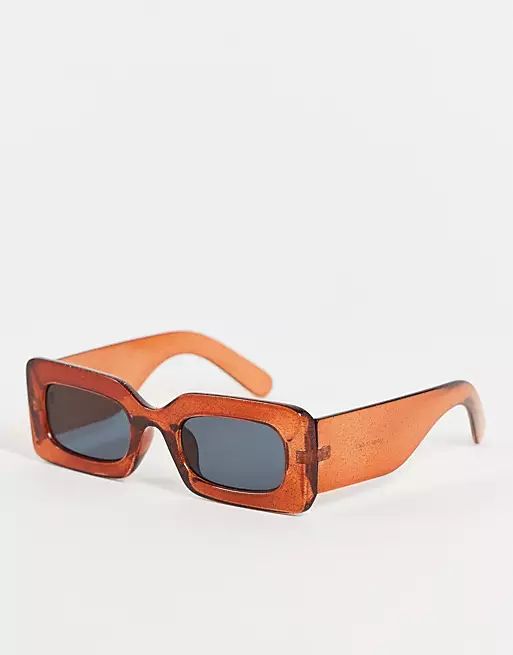 Madein. slim square sunglasses in brown | ASOS | ASOS (Global)