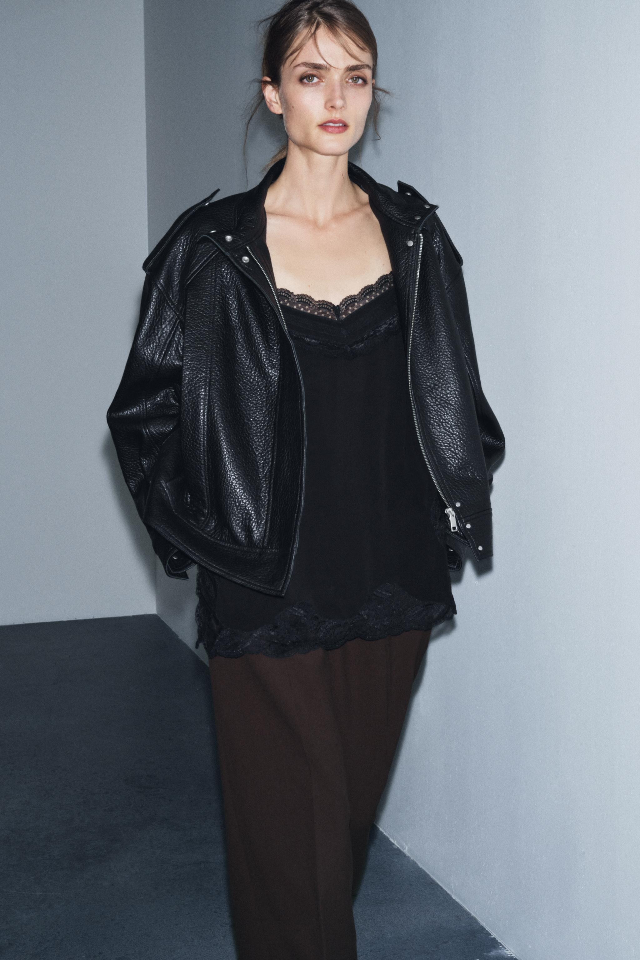 LEATHER BOMBER JACKET ZW COLLECTION LIMITED EDITION | Zara UK