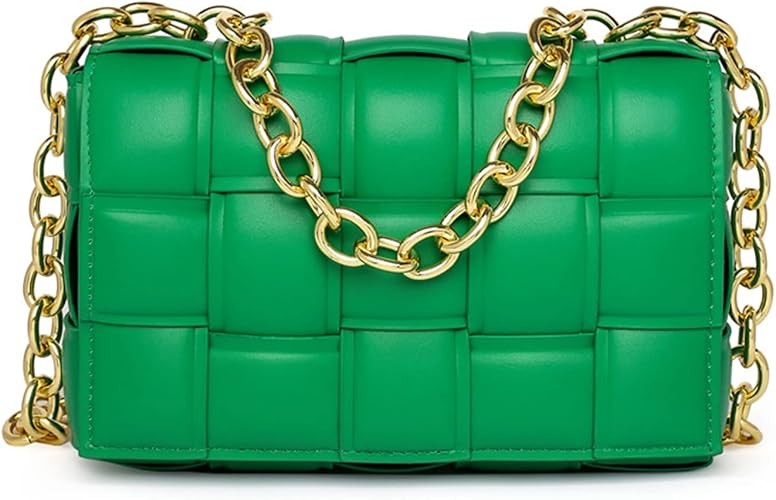 Woven Crossbody Handbag Purse for Women, Woven Leather Small Handbags Clutch Square Bag Weave Cha... | Amazon (US)