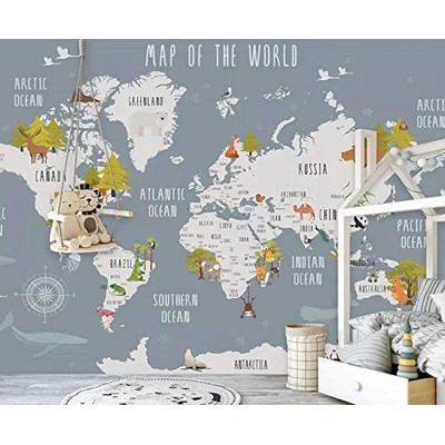 Adventurer's Animal World Map Wallpaper | Wayfair North America