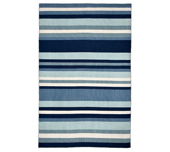 Louis Stripe Indoor/Outdoor Rug - Blue | Pottery Barn (US)