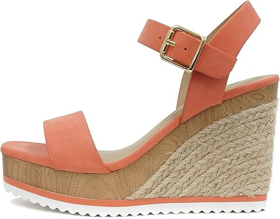 Soda Style Issue ~ Espadrilles Jute with Woods Open Toe Buckle Ankle Strap Wedge Casual Fashion S... | Amazon (US)