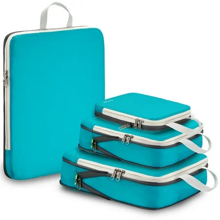 Gonex 4 Set Compression Packing Cubes for Travel Expandable Luggage Organizers Bags for Carry on Suitcases | Walmart (US)