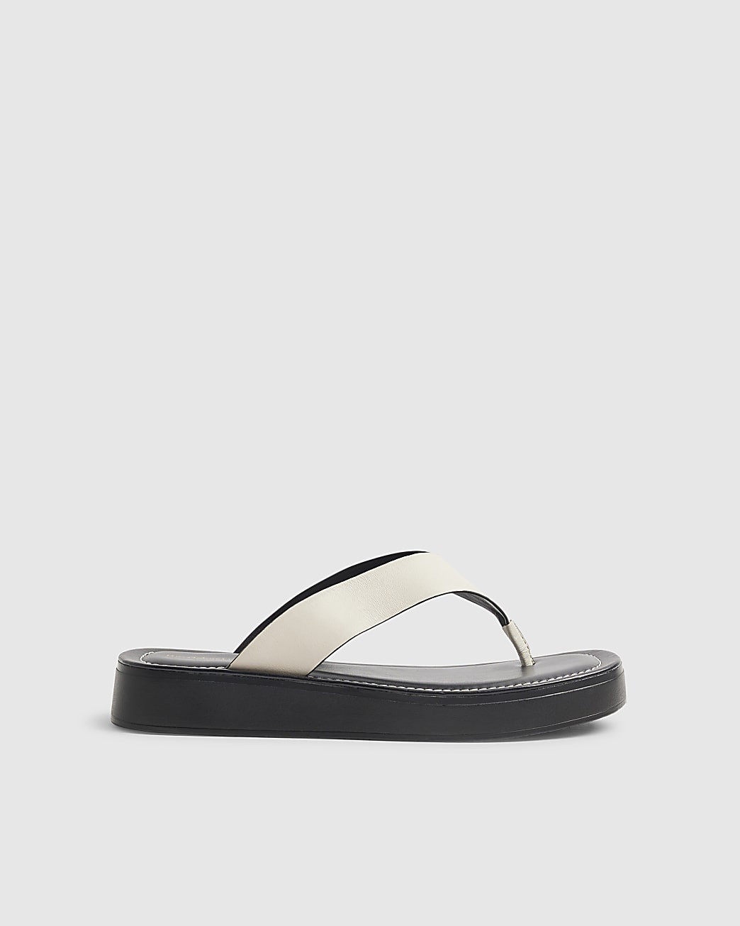 Cream Leather Flatform Toe Thong Sandals | River Island UK & IE