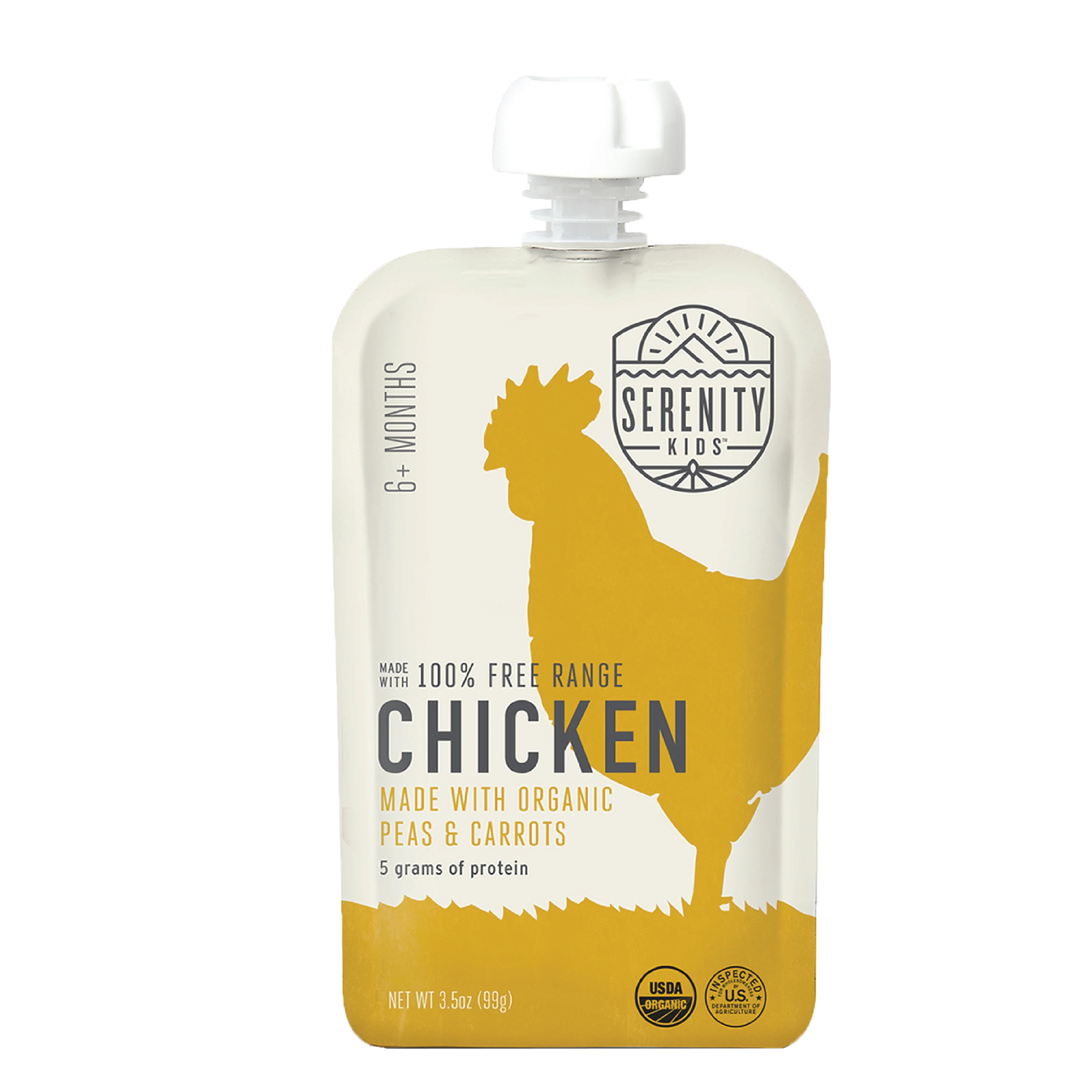 Serenity Kids Organic Stage 2 Baby Food, Free-Range Chicken with Peas and Carrots, 3.5 oz Pouch | Walmart (US)