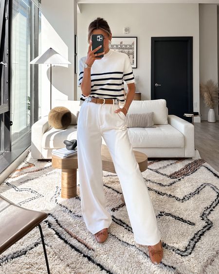 Spring outfits on sale right now! Almost everything 20% off 
Size 25 on white pants and xs on striped sweater 
Vacation outfit work outfit spring outfit 
Abercrombie sale 

#LTKworkwear #LTKstyletip #LTKsalealert