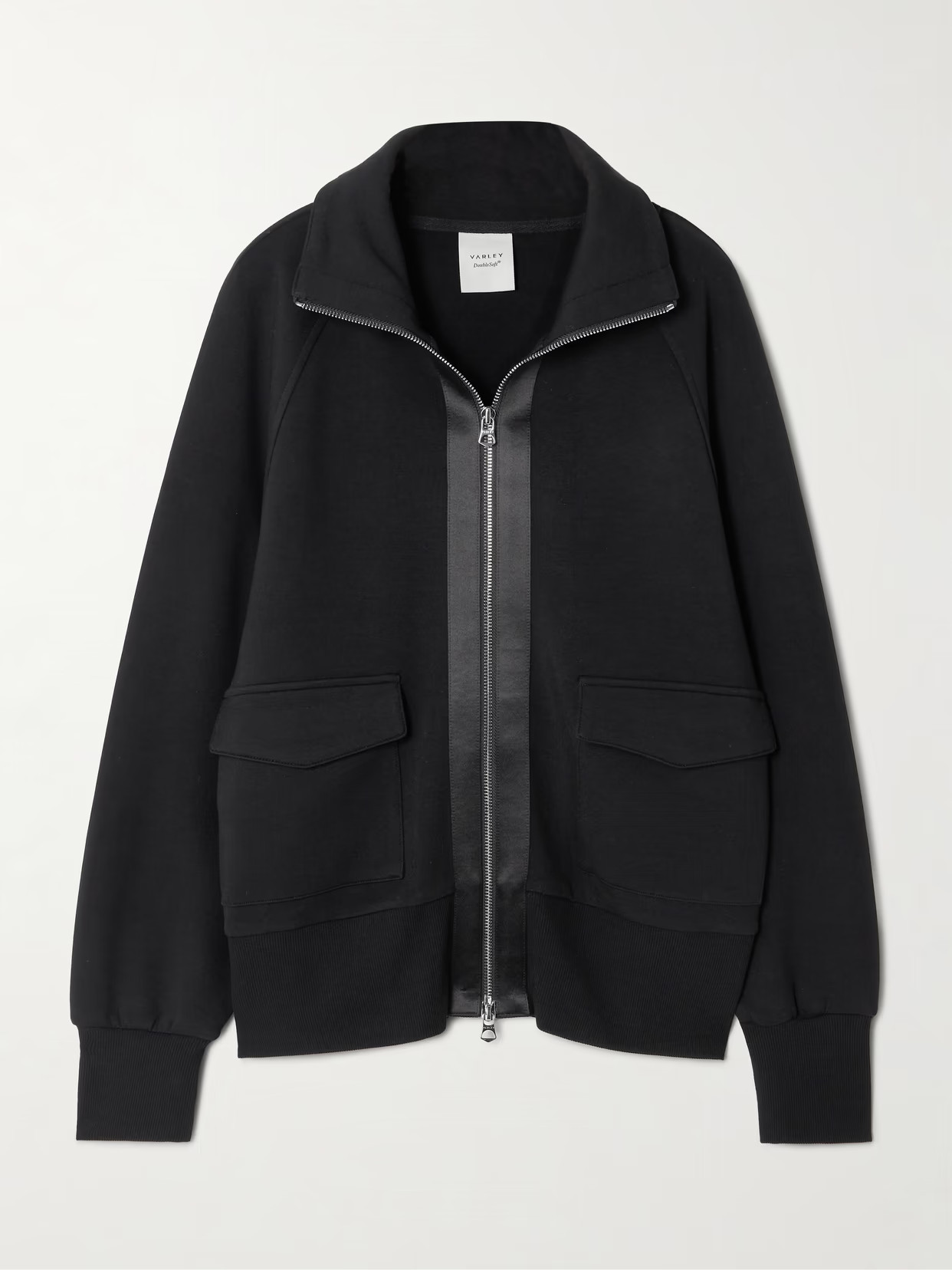 Varley - Roxbury Satin-trimmed Doublesoft® Zip-up Sweatshirt - Black - x small | NET-A-PORTER APAC