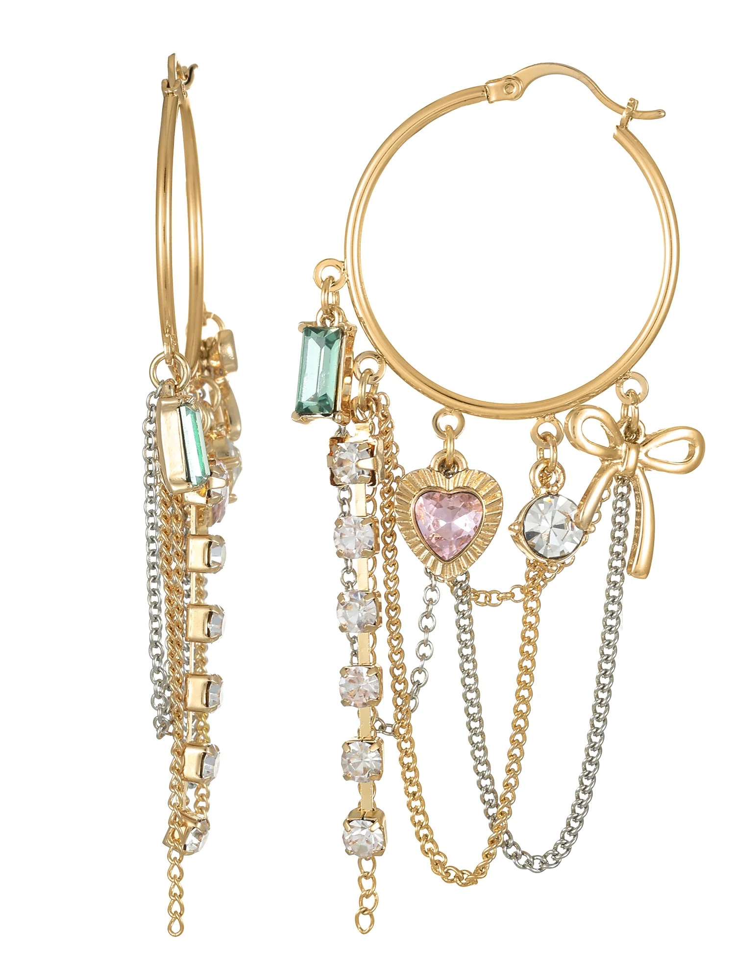 No Boundaries Goldtone Hoop Earring with Charms, 1 Pair | Walmart (US)