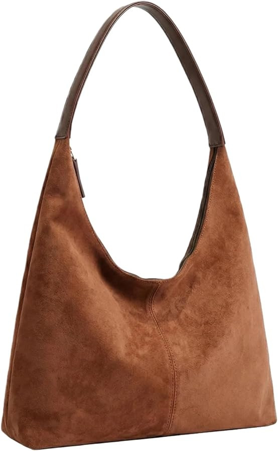ORBENTO Classic Suede Shoulder Handbag for Women, Soft Slouchy Leather Hobo Purse, Casual Underar... | Amazon (US)