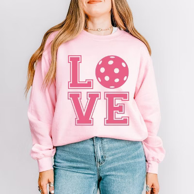 Simply Sage Market Pickleball Love Sweatshirt - S - Light Pink | Target