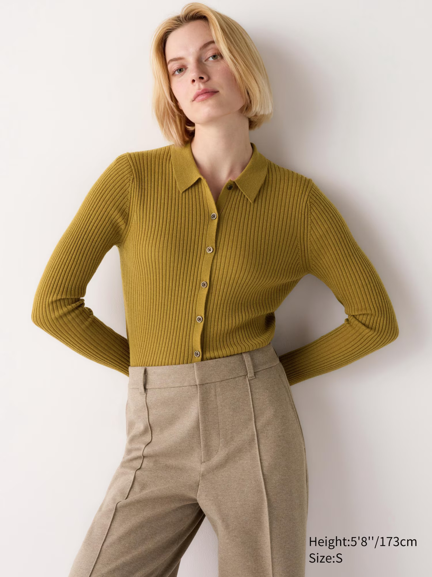 Merino Ribbed Polo Cardigan | UNIQLO (US)