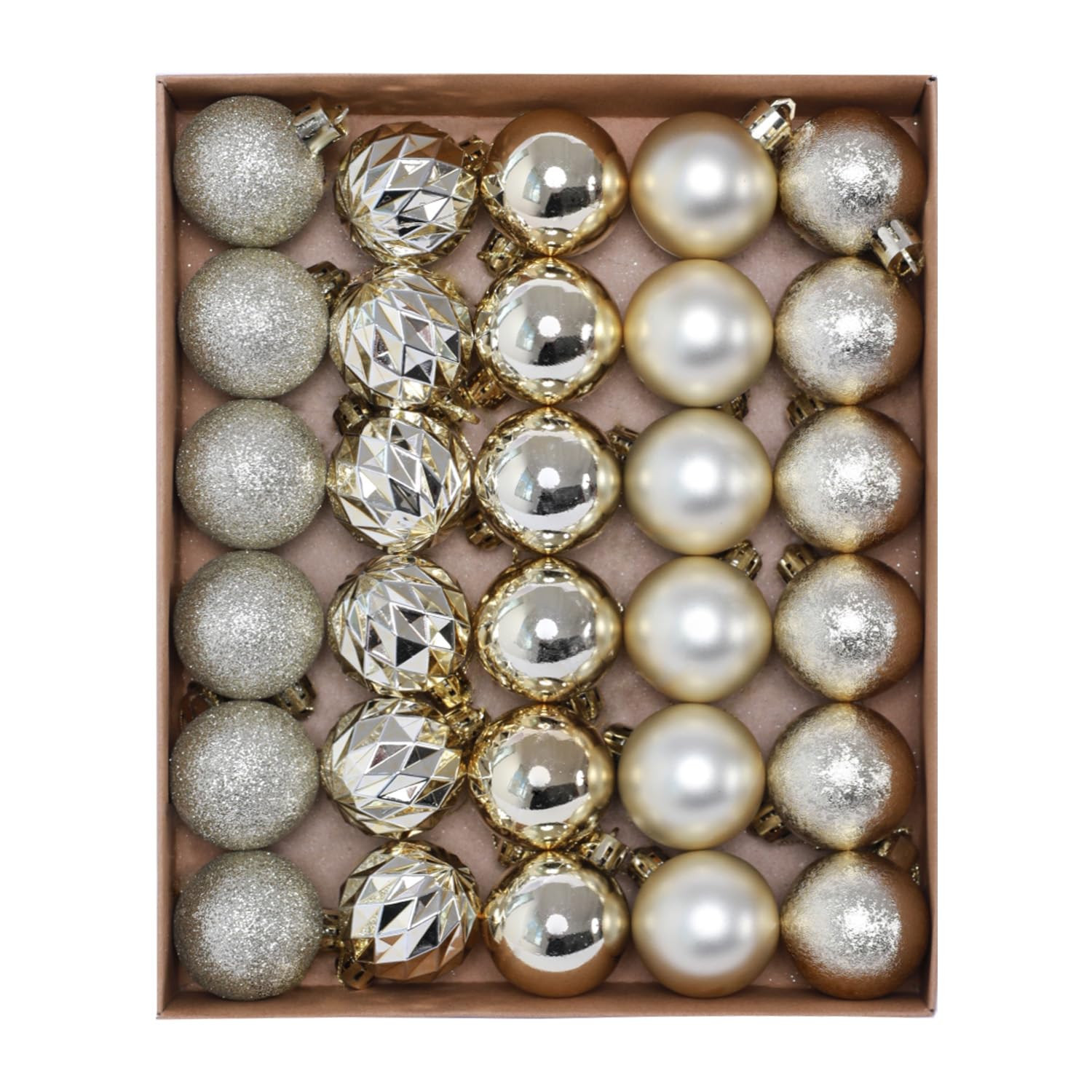 30ct Christmas Ornaments Tree Decorations Set-1.57 Inch Champagne Gold Shatterproof Decorative Ha... | Amazon (US)