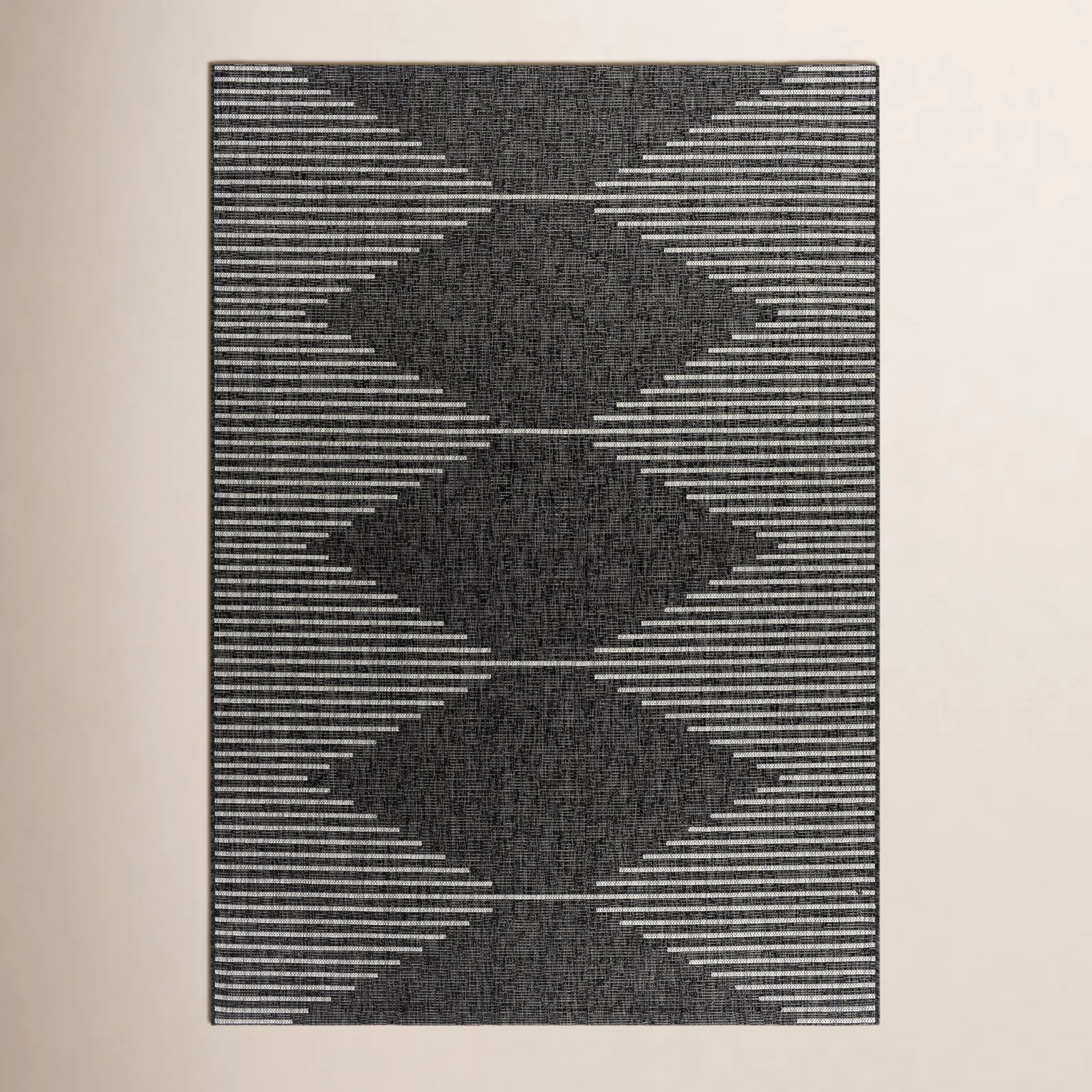 Abdulazeez Irielle Geometric Black Indoor/Outdoor Area Rug | AllModern
