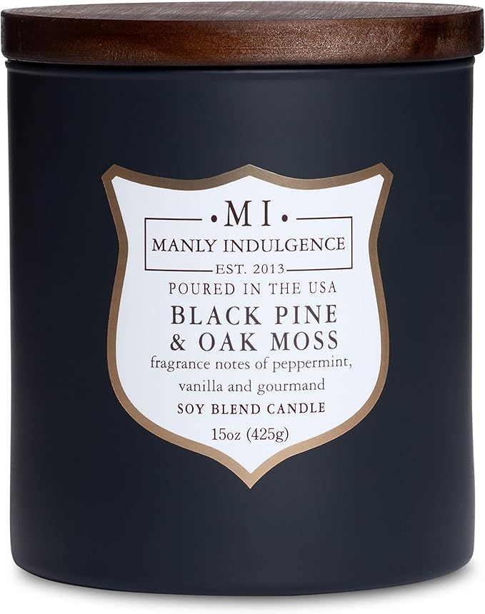 Manly Indulgence Black Pine & Oak Moss Scented Jar Candle for Men, Wood Wicked Candle, 15 oz - Pe... | Amazon (US)