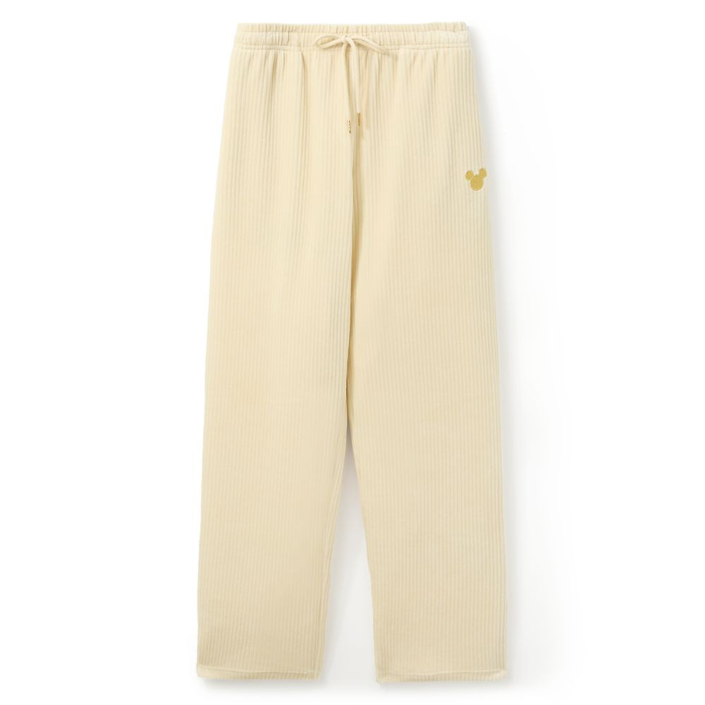 Mickey Mouse Icon Ribbed Velvet Pants for Women – Cream | Disney Store
