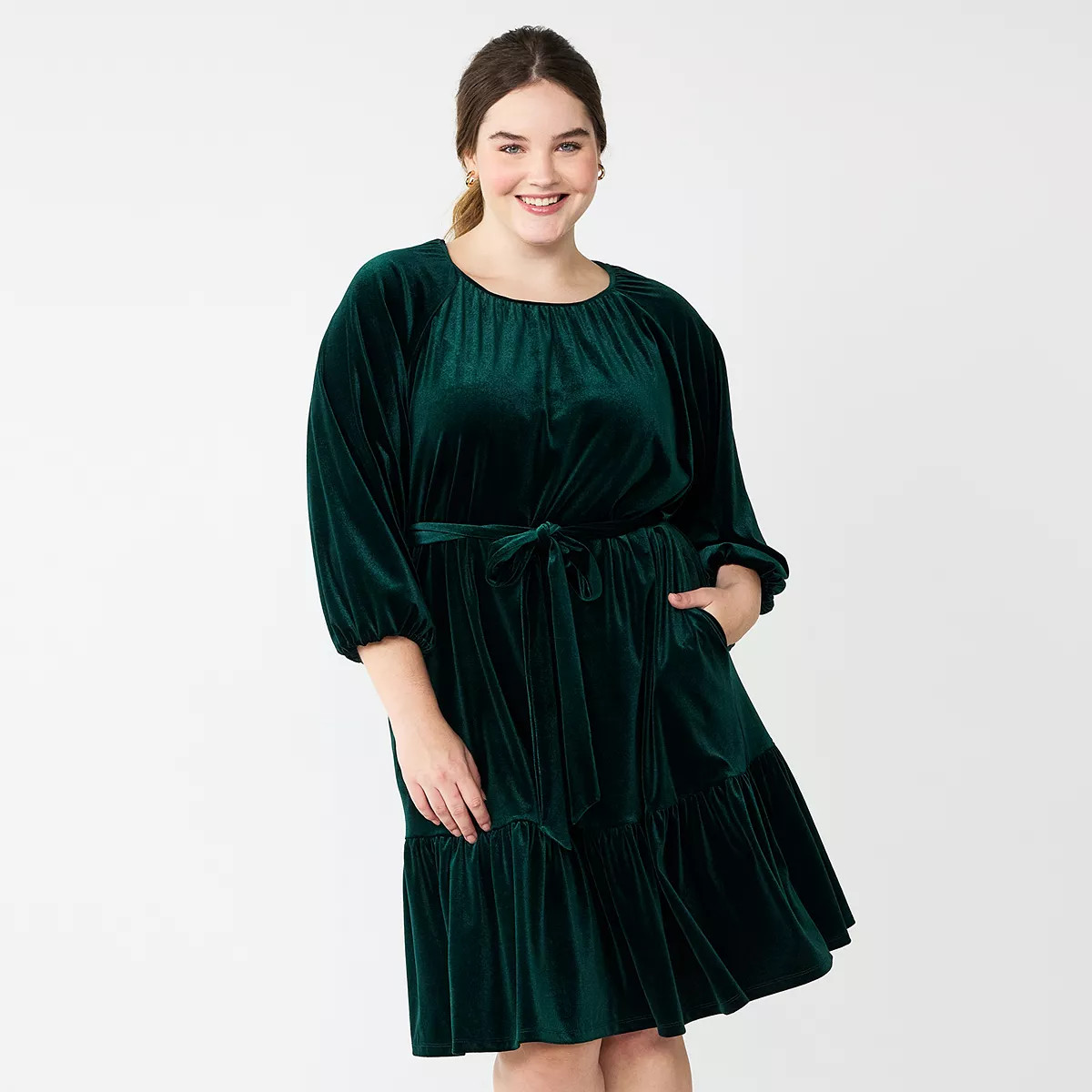 Plus Size DRAPER JAMES RSVP™ Long Sleeve Tiered Bow Back Dress | Kohl's