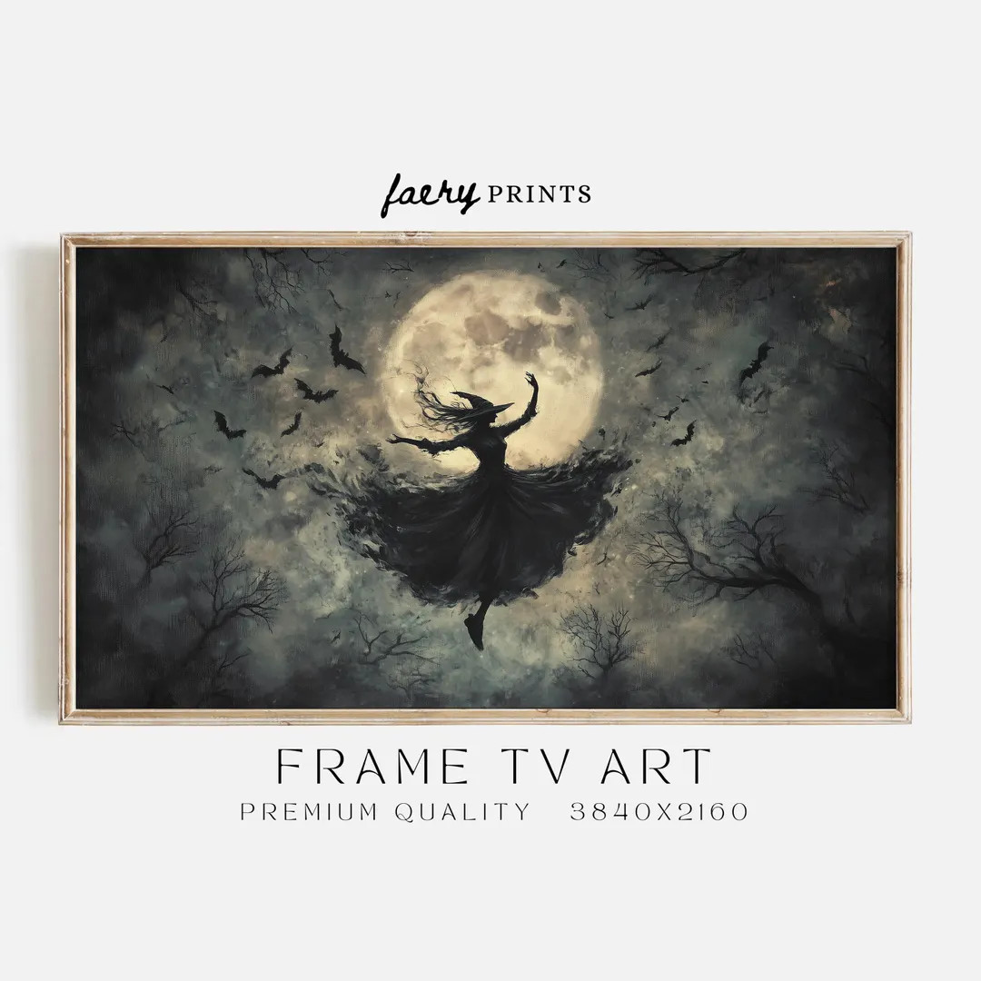 Halloween Frame TV Art Witchy Art for Frame TV Full Moon TV Art Dark & Moody Halloween Art Digita... | Etsy (US)