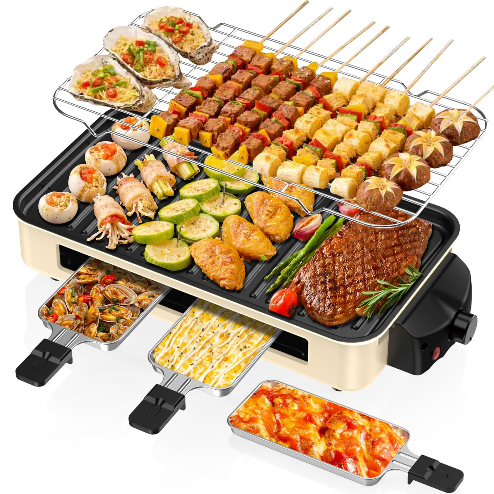 Electric Indoor Grill 1500W -2 in 1 Smokeless Indoor Grill for Kitchen with Non-stick Removable G... | Amazon (US)